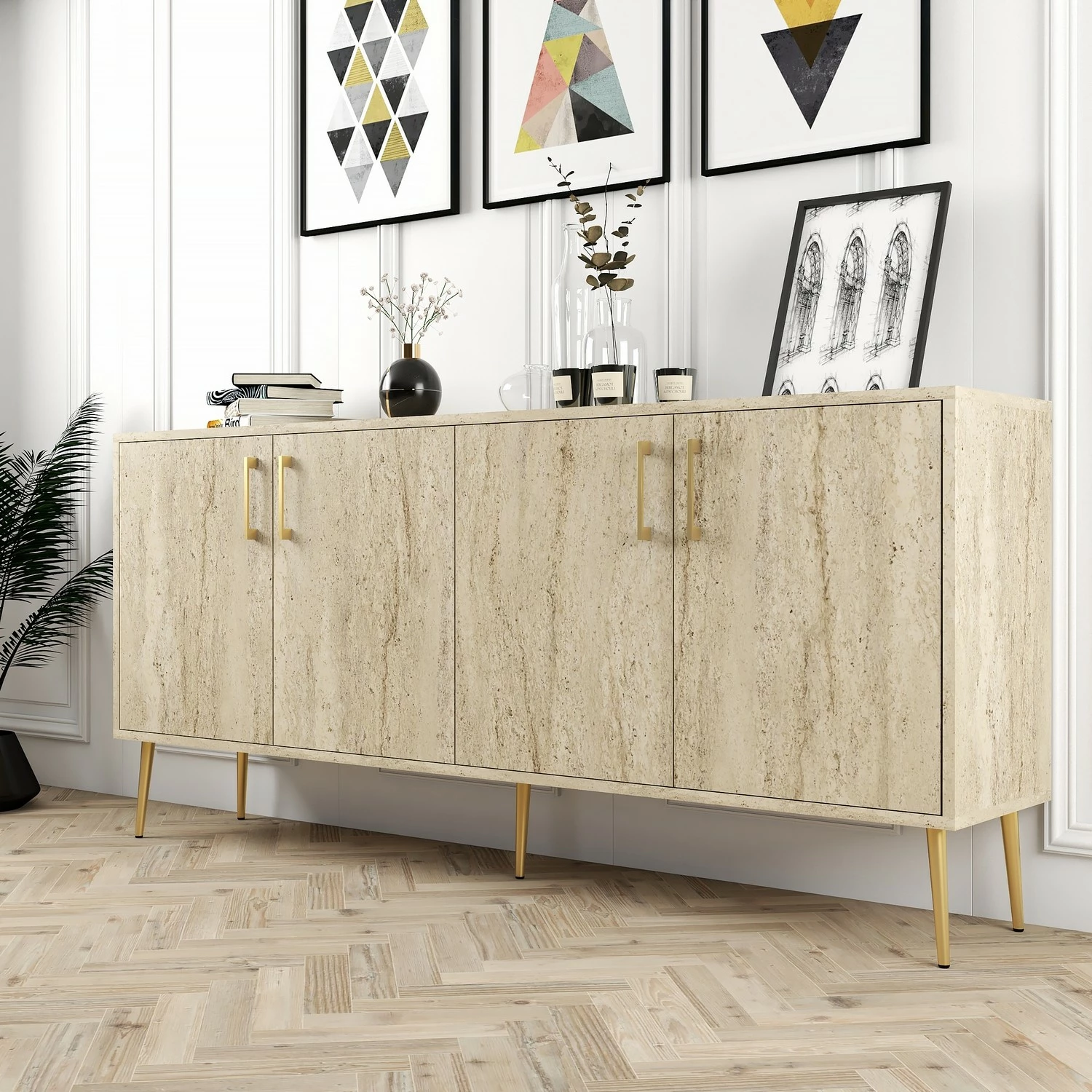 Konsolë Hanah Home, Kiev, ngjyrë travertine