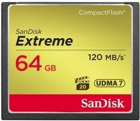 Kartelë memorie SanDisk CF Extreme 64GB, CompactFlash, 120 MB/s, e zezë