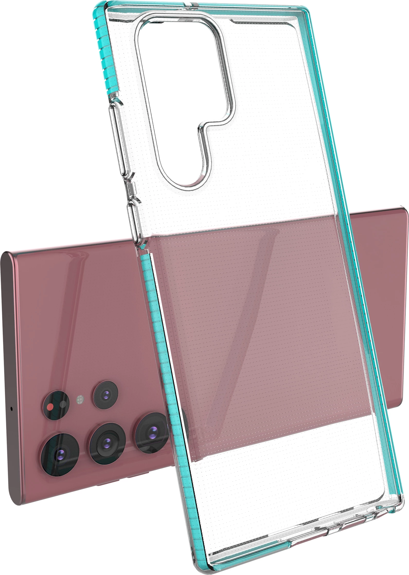 Mbështjellës Hurtel Spring Case për Samsung Galaxy S22 Ultra, xhel, transparent me kornizë rozë të lehtë