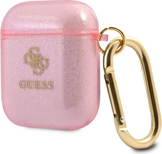 Mbështjellës Guess GUA2UCG4GP për AirPods 1/2, Glitter, Rozë