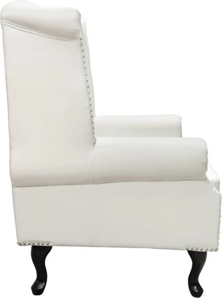 Fotelje Chesterfield, Polina, FH0053.02, lëkurë PU e bardhë, 83x75x107 cm