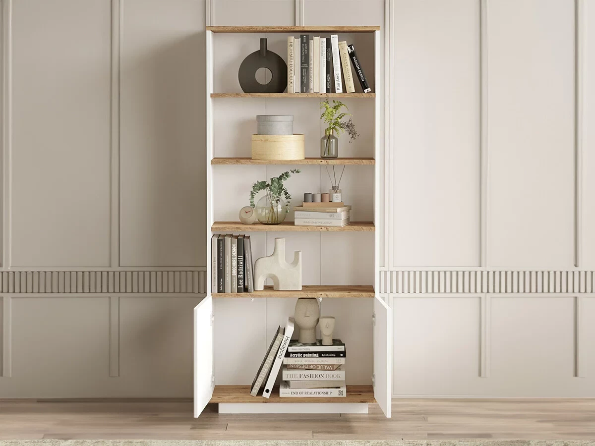 Dollap për libra Solis, i bardhë/kafe