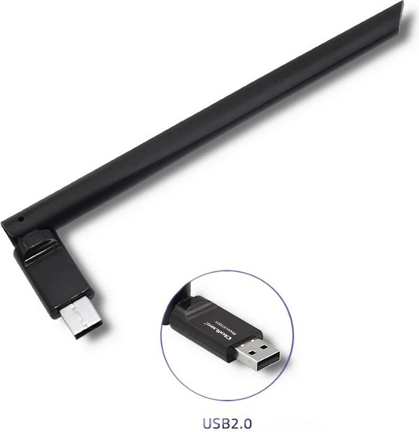 Adapter Wi-Fi USB Qoltec 57001 me antenë të jashtme, i zi