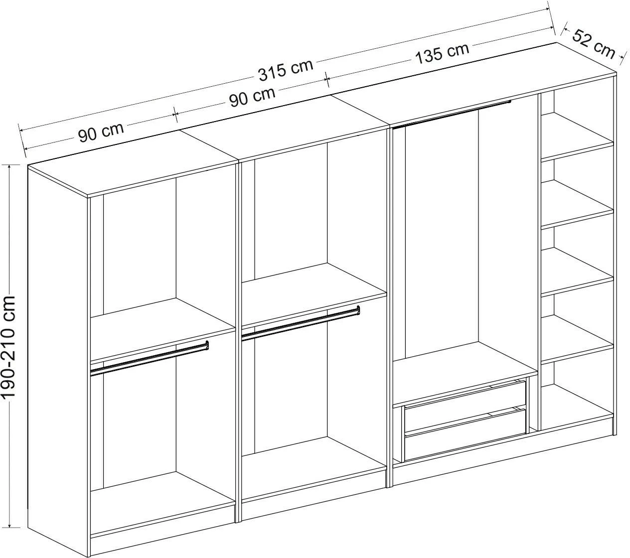 Dollap për dhomë gjumi, ngjyrë Dore, Skye Decor, 7542
