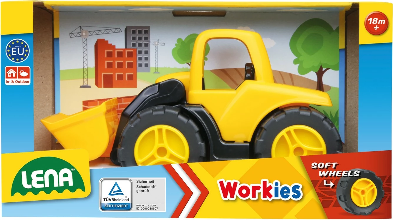 Lodër ngarkues Lena Workies, plastikë ABS, për djem, e verdhë/zezë