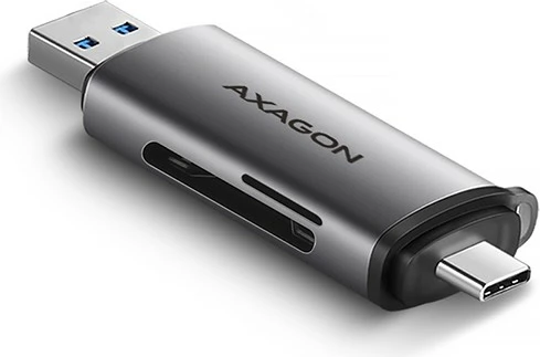 Lexues kartelash AXAGON CRE-SAC, USB 3.2 Gen 1, Type-C + Type-A, Gri