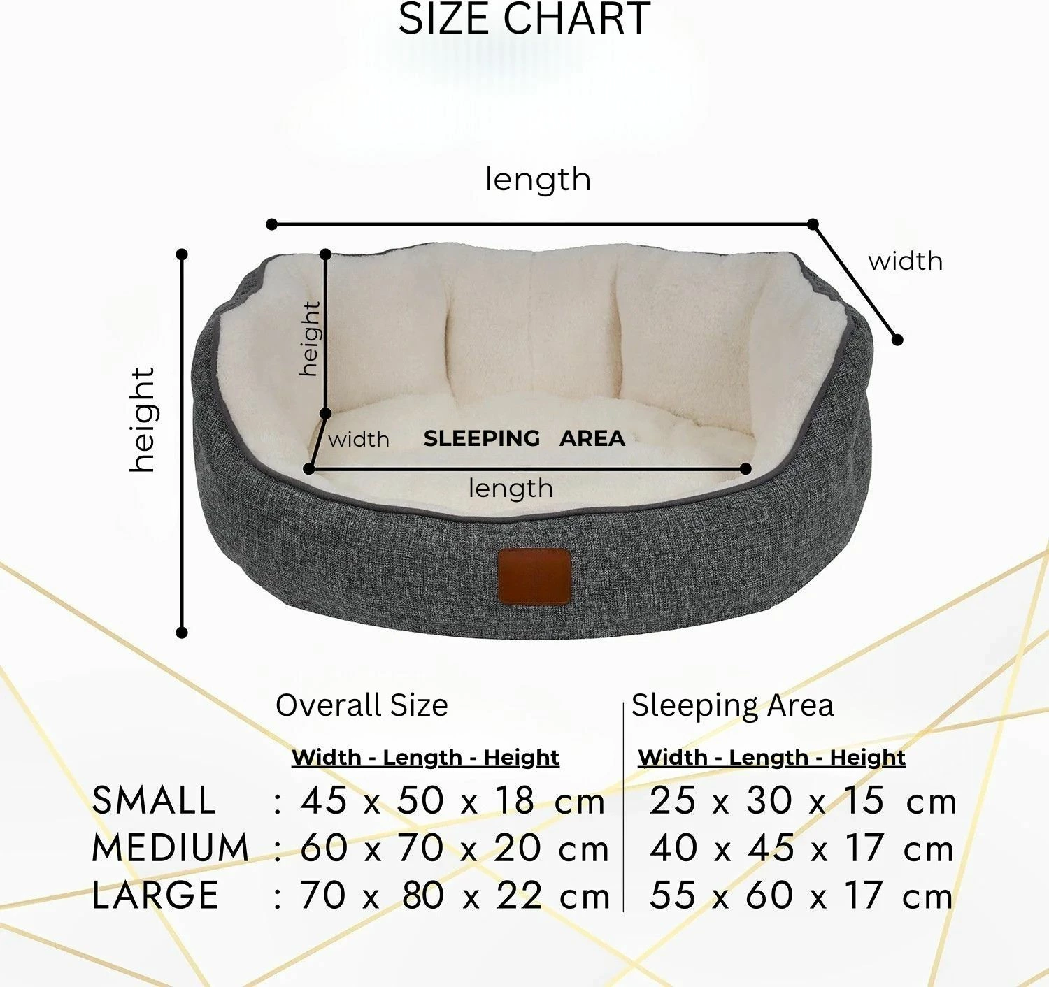 Shtrat për kafshë shtëpiake, Paws & Whiskers, Coco M, gri, bardhë