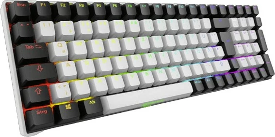Tastierë mekanike SHARKOON SKILLER SGK50 S2 PBT, Gateron Yellow, wireless/USB, DE-layout, e bardhë