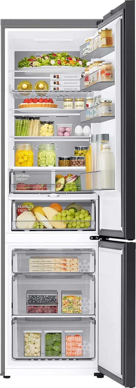 Frigorifer i kombinuar, Samsung, RB38C7B5C22/EF BESPOKE, 390 L, AI Energy Mode, SpaceMax, SmartThings Energy, Clean Black