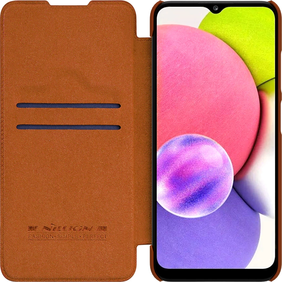 Mbështjellës Nillkin Qin për Samsung Galaxy A03s, lëkurë, i kuq