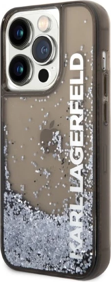 Mbështjellës Karl Lagerfeld Liquid Glitter Elong për iPhone 14 Pro Max, zi