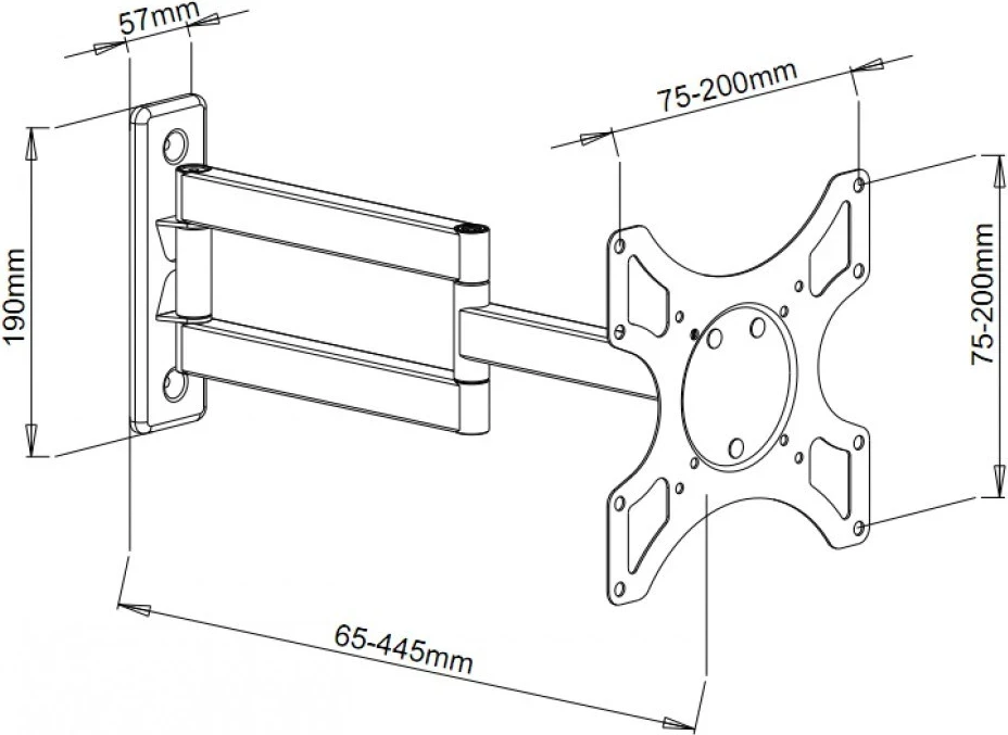 Mbajtëse për televizor Techly, 19-37",, e zezë
