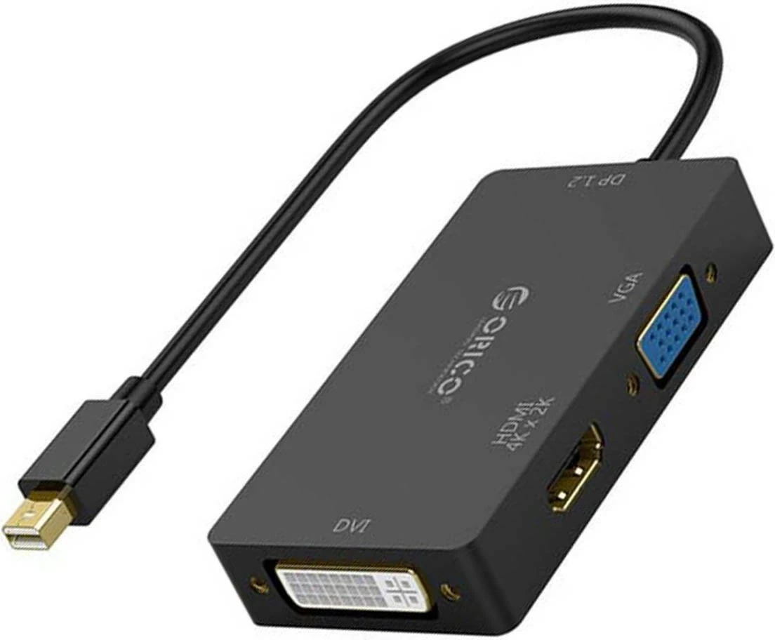 Adapter Orico mini DisplayPort në HDMI VGA DVI, i zi
