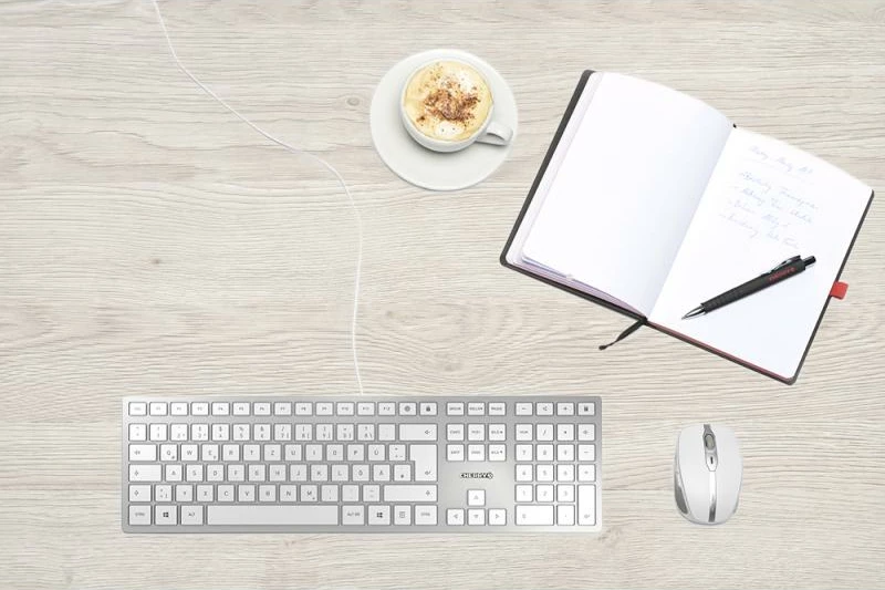 Tastierë, Cherry, KC 6000 SLIM (JK-1600DE-1), USB, layout gjerman, palm rest, argjendtë