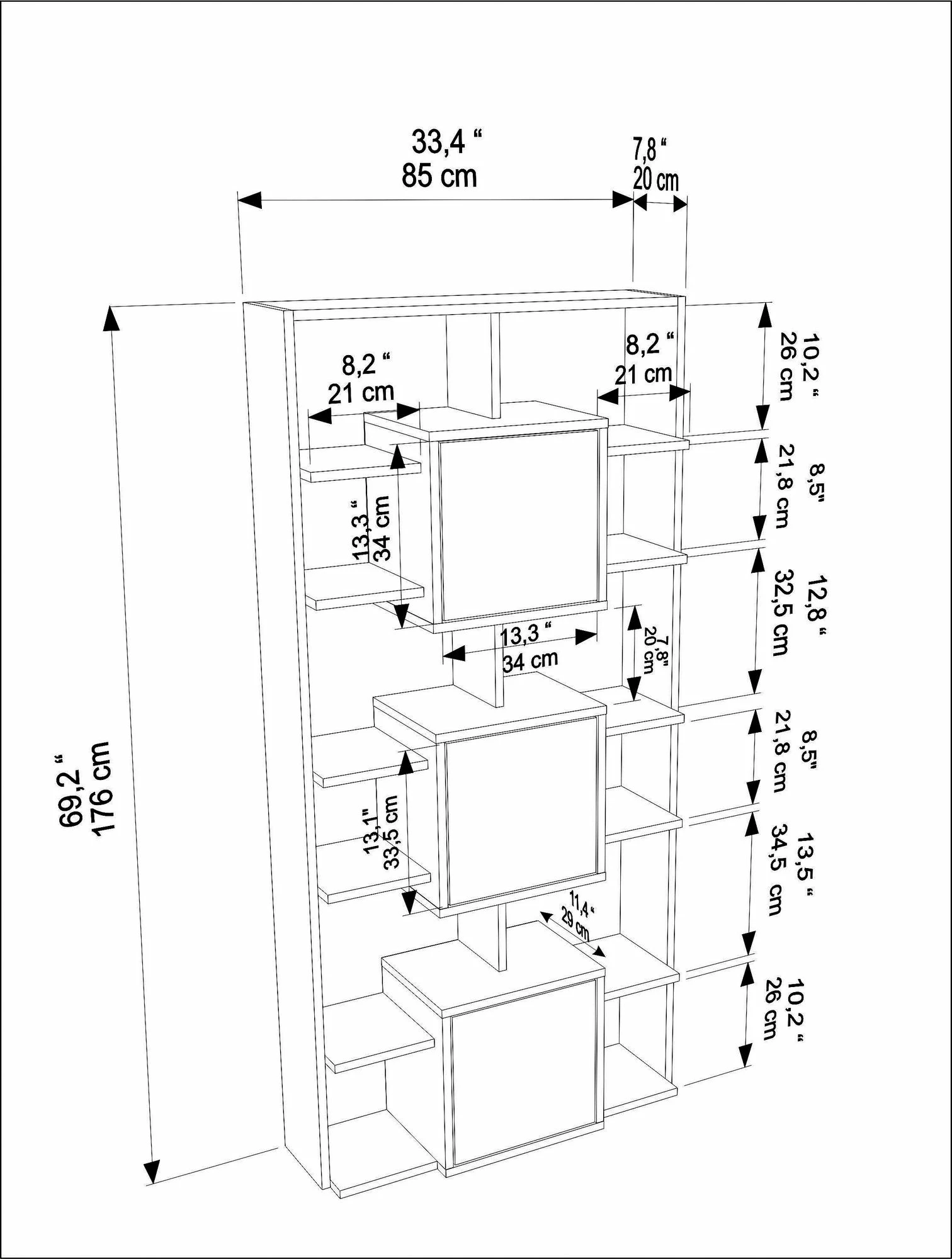 Raft librash Skye Decor, ngjyrë arre dhe travertin, 85x176x20cm