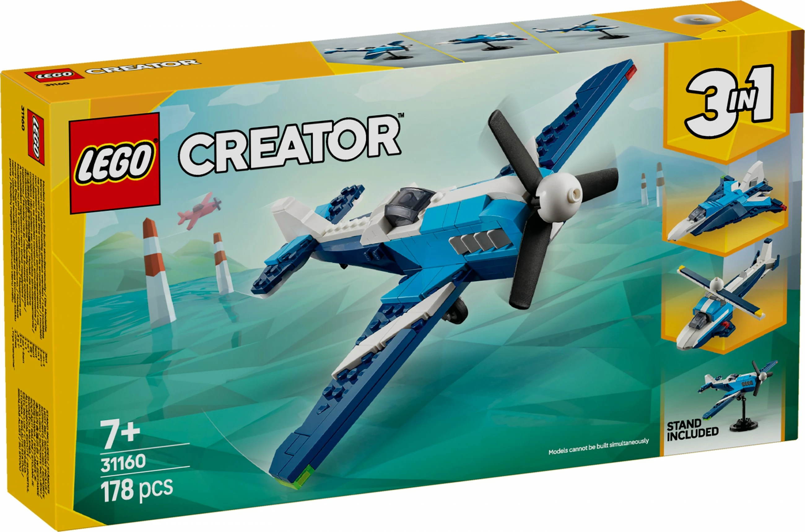 Set ndërtimi LEGO Creator 3-in-1 31160, 178 pjesë, aeroplan garash, blu