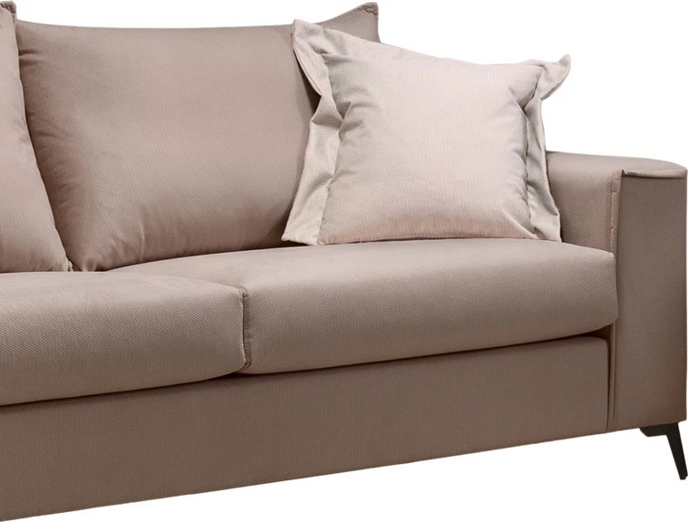 Divan Verona 3 ulëse, pëlhurë moka, jastëkë krem, 225x93x100 cm