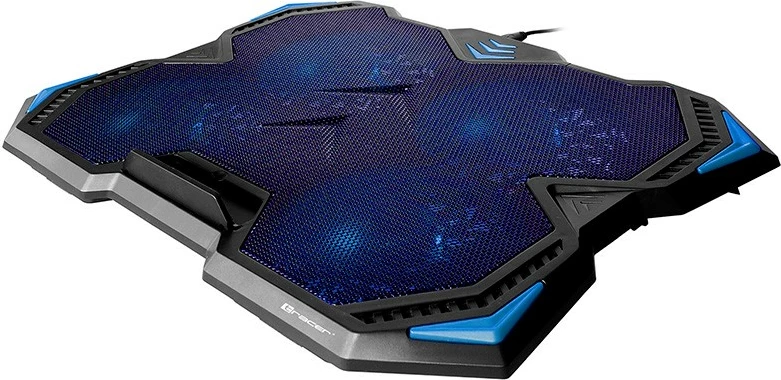 Mbajtëse ftohëse Tracer Gamezone Turbo, për laptop 17", 4 ventilatorë, LED blu, e zezë