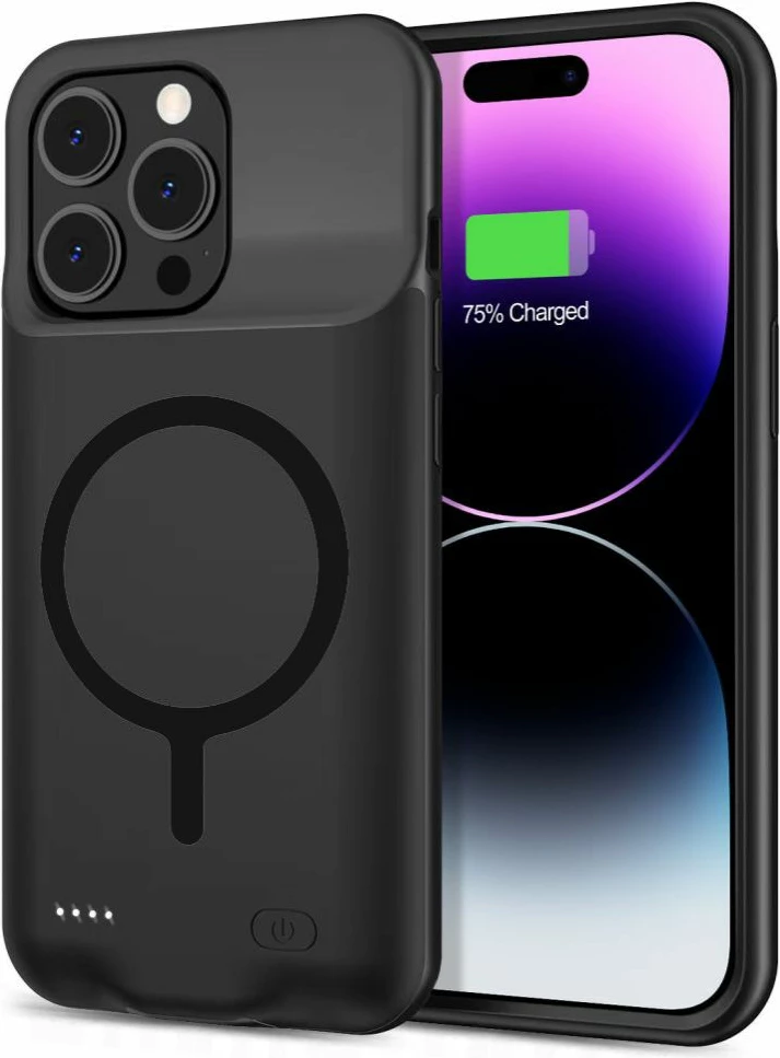 Mbështjellës me bateri Tech-Protect PowerCase për iPhone 15 Pro, MagSafe, 7000mAh, Zi