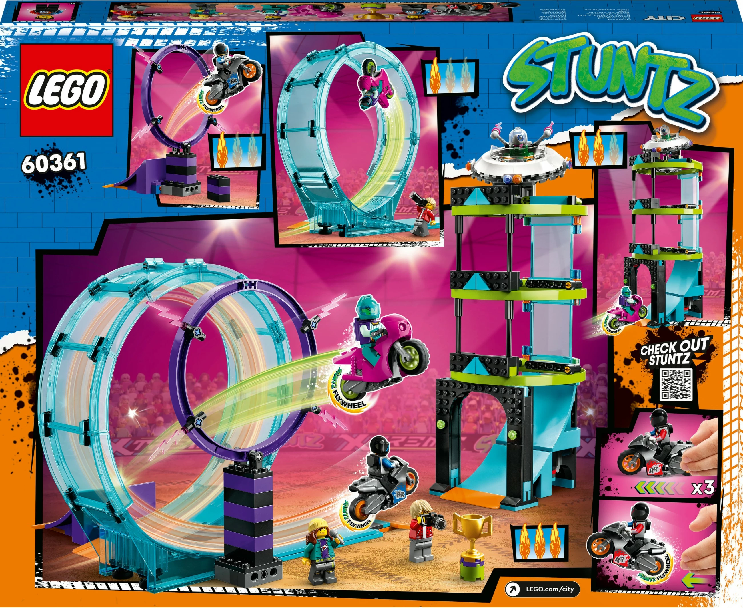 Set ndërtimi LEGO City Ultimate Stunt Riders Challenge, 385 pjesë, shumëngjyrësh