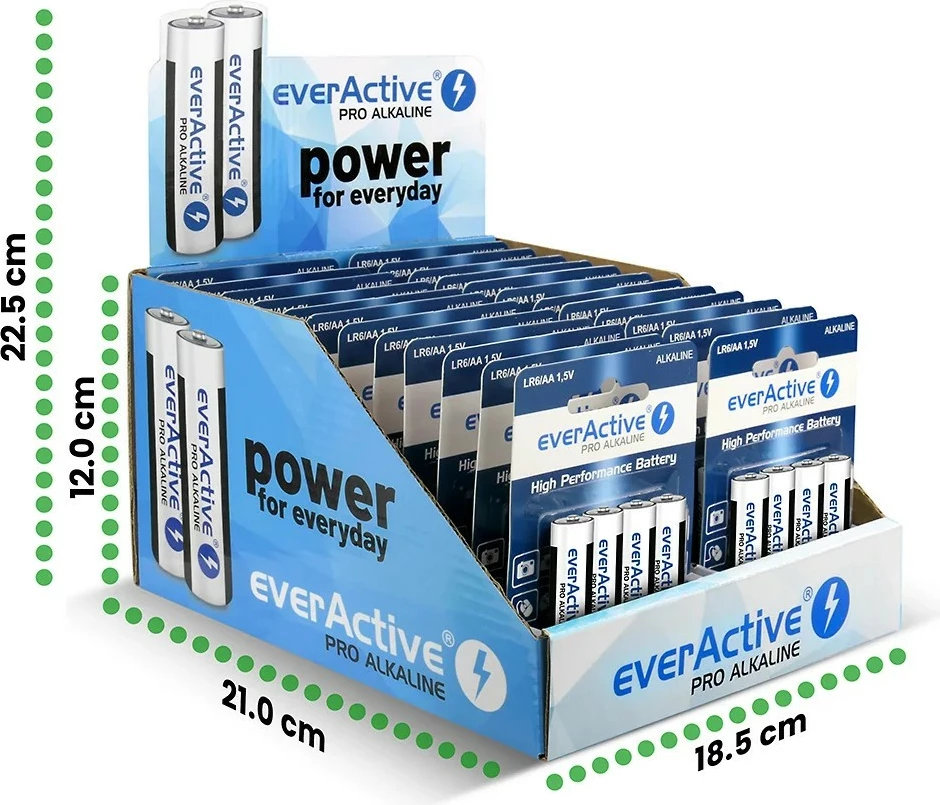 Bateri alkaline AA everActive PRO, LR6/AA, 96 copë (display)