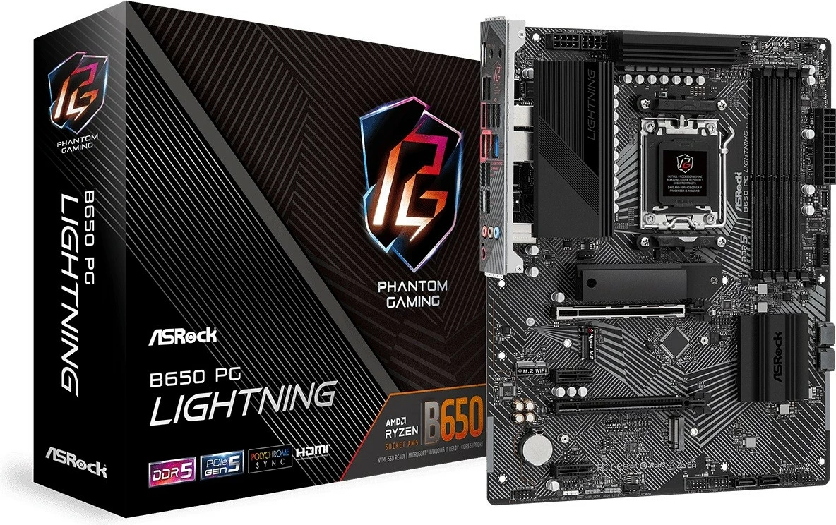 Pllakë amë ASRock B650 PG LIGHTNING, Socket AM5, DDR5, ATX