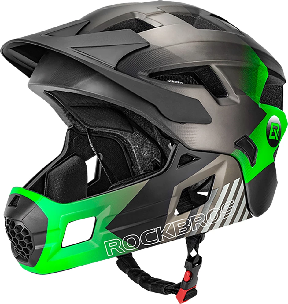 Helmetë biçiklete për fëmijë Rockbros TS-61 10110061004 2-në-1 mjekër e heqshme M (54-57) e gjelbër