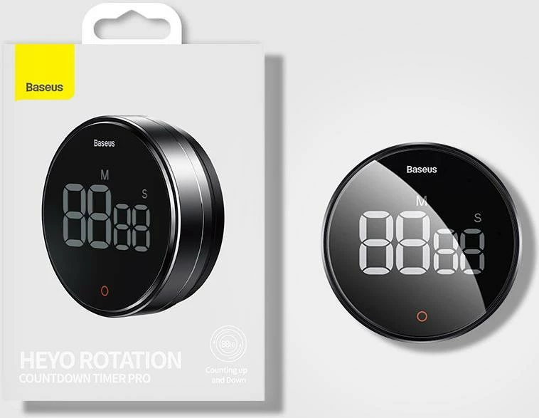 Timer digjital Baseus FMDS000013, ekran LED, magnet, 3 nivele zëri, i zi
