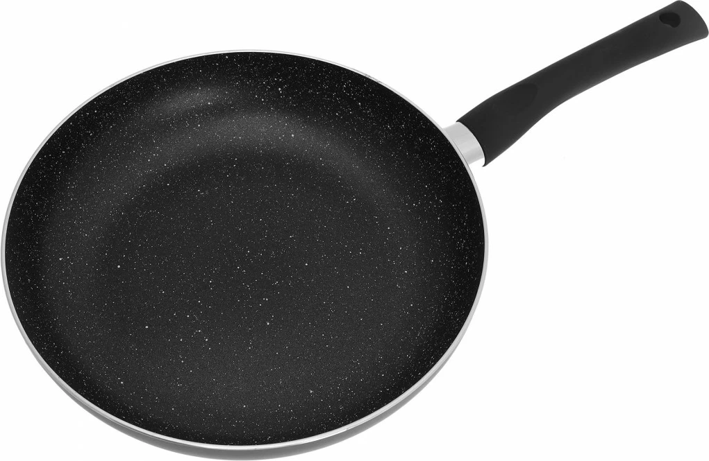 Tigan skuqjeje KingHoff KH-3959 28 cm, veshje mermeri, me kapak qelqi, dorezë silikoni, i zi