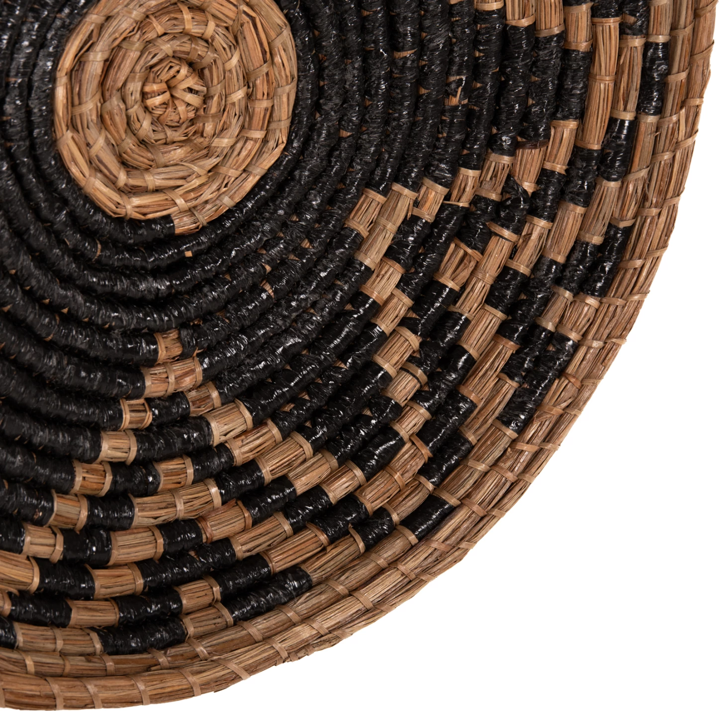 Dekor muri i rrumbullakët, bari Mendong, natyral-zi, FH7863, Φ51x6 cm