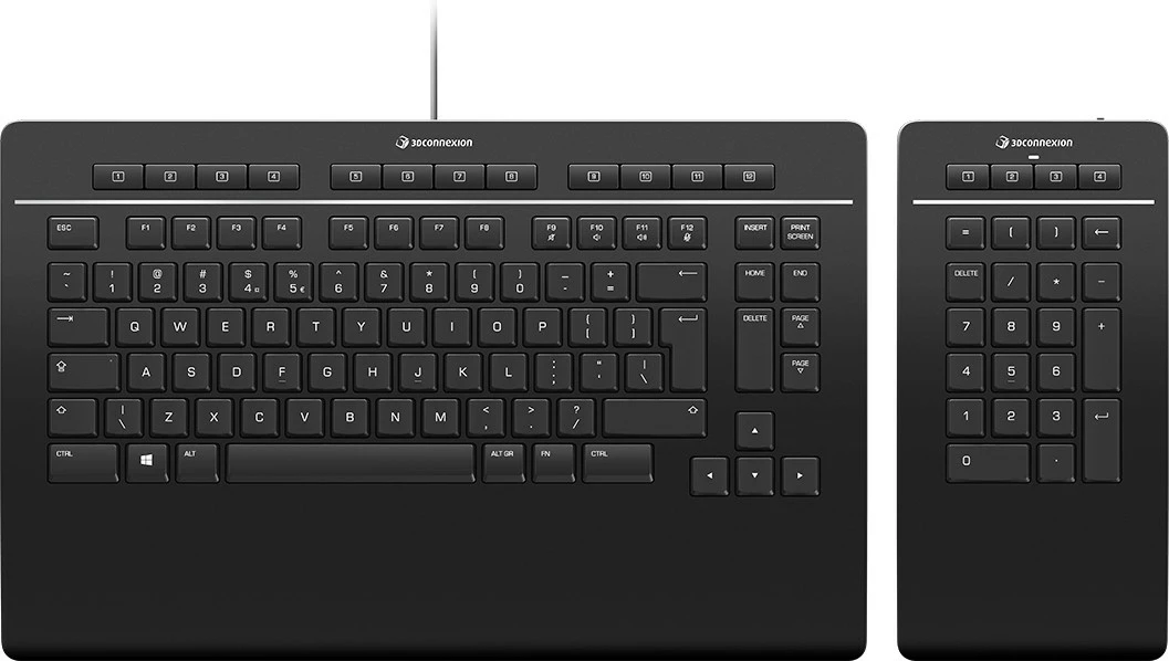 Tastierë 3Dconnexion Keyboard Pro, AZERTY, me numpad, e zezë
