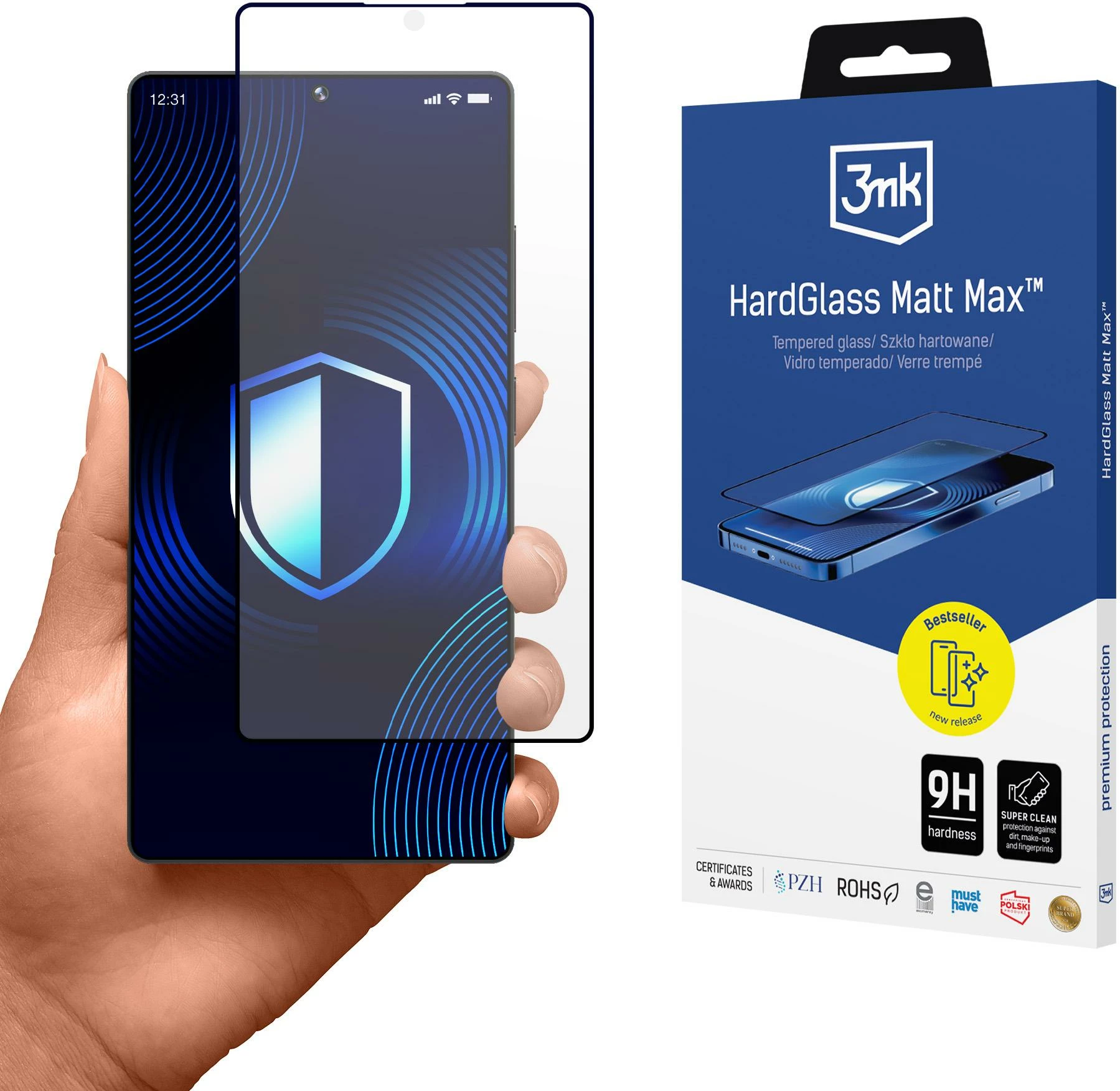 Xham i temperuar mat 3mk HardGlass Matt Max për Samsung Galaxy S25 Ultra, gjysmë-transparent