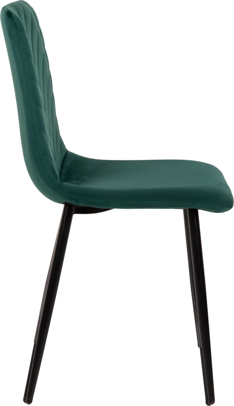 Karrige ngrënieje LATRELL, jeshile cypress, këmbë metalike të zeza, 43x54x88H cm., set prej 4 copë