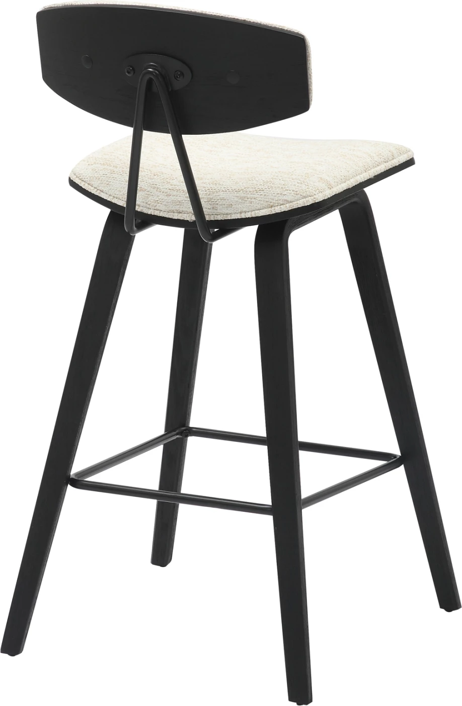 Karrige për bar, lartësi mesatare, INOVER FH9984.02, metal & dru, pëlhurë ecru, 50,5x49x90H cm, set prej 2 copë