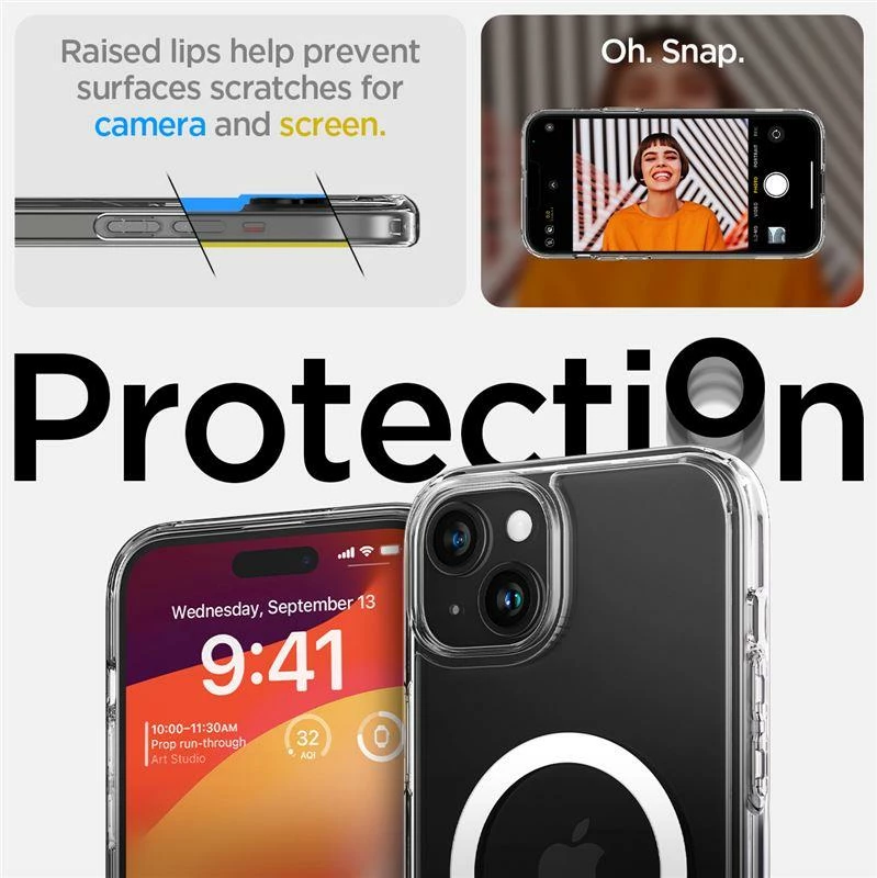 Mbështjellës Spigen Ultra Hybrid S MagSafe për iPhone 15 Plus, Transparent