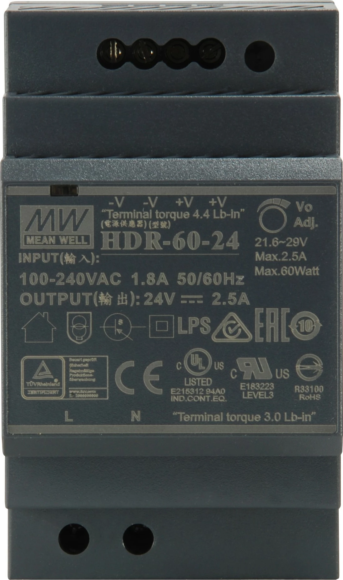 Furnizues energjie LevelOne, 24V DC, 60W, DIN-Rail, i zi