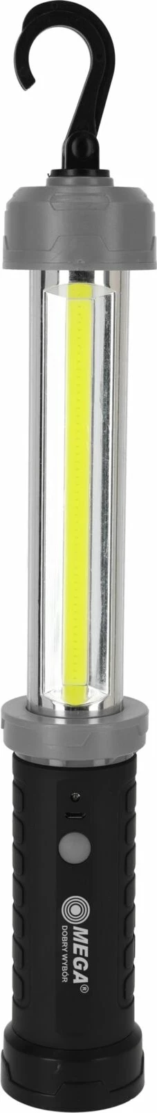 Lampë pune rikarikueshme MEGA 66142, COB LED 600 lm, micro USB, 1200 mAh, me magnet e grep, e zezë