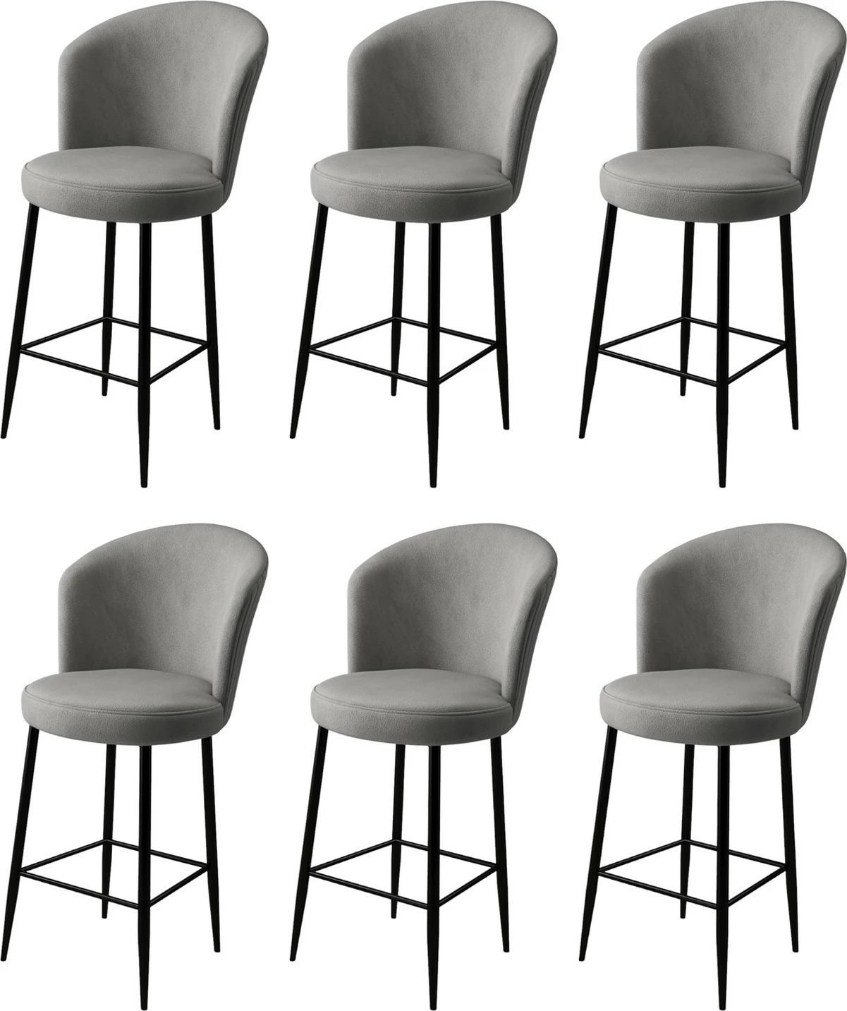 Set karrigesh për bar (6 copë), Hanah Home, Alte, gri, e zezë