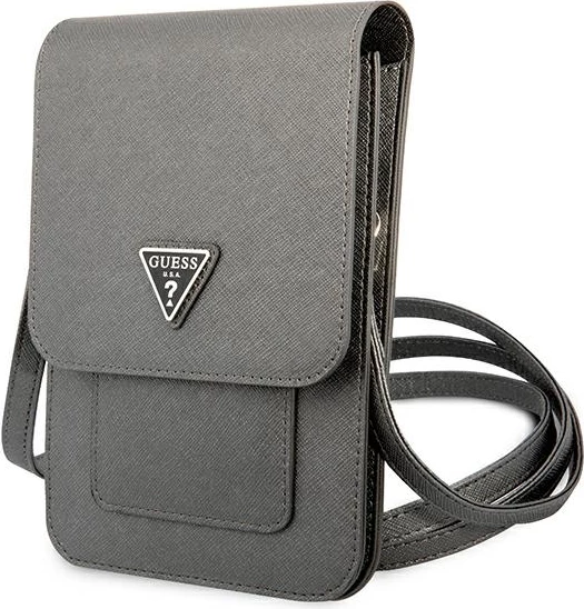 Çantë smartphone Guess Saffiano Triangle, gri