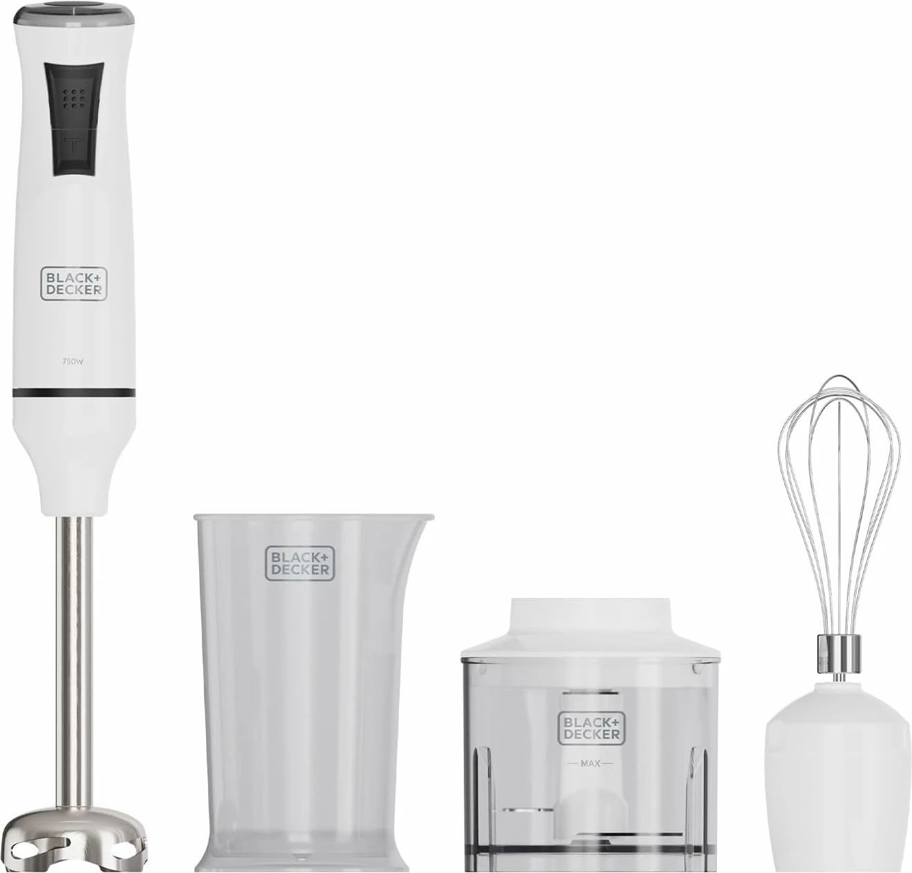 Blender dore Black&Decker BXHBA750E 750W, 20 shpejtësi + Turbo, i zi, set me aksesorë