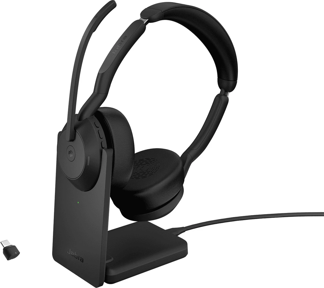 Kufje me mikrofon, Jabra, EV255S5 (25599-999-889), pa tel me bazë karikimi, e zezë