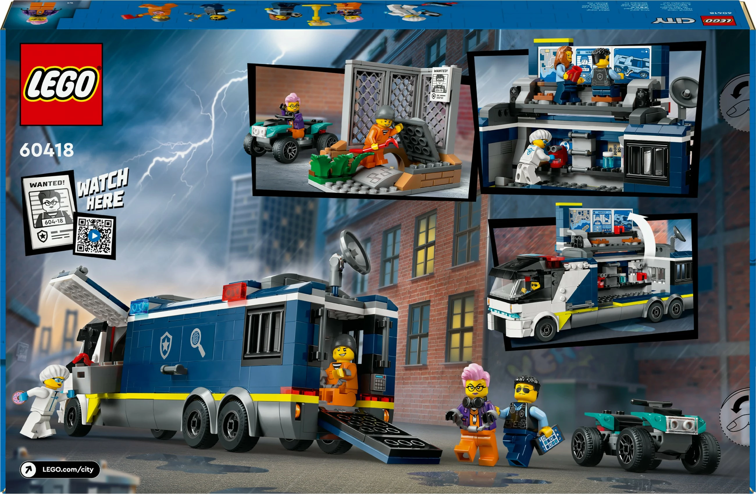 Set ndërtimi LEGO City Police Mobile Crime Lab Truck 674 pjesë, shumëngjyrësh