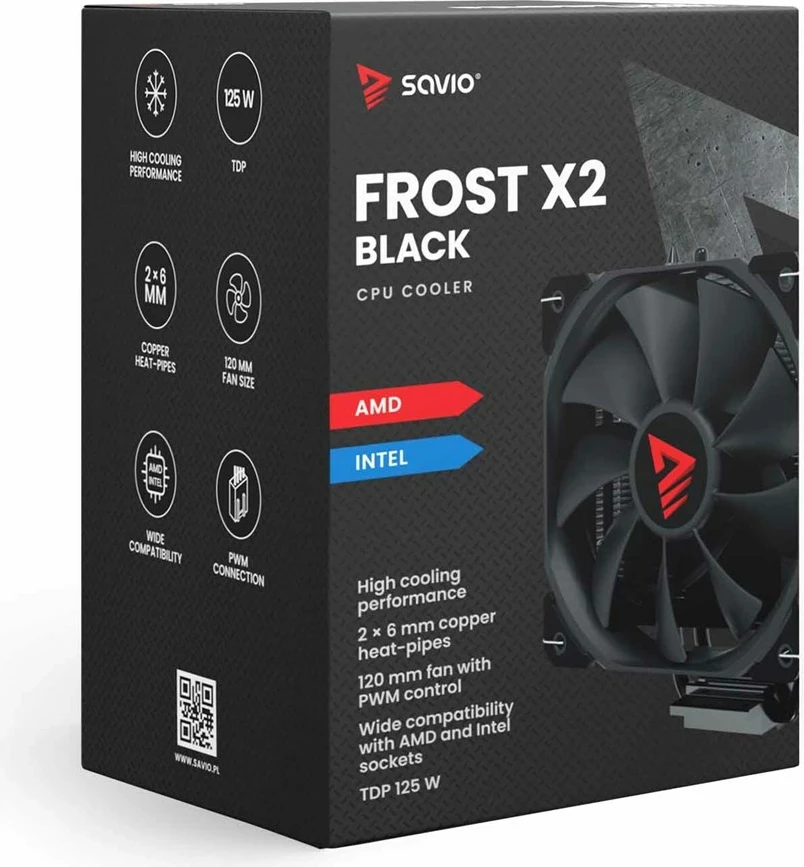 Sistem ftohës kompjuteri Savio SAVGCOFROSTBLACKX2, 12 cm, i zi