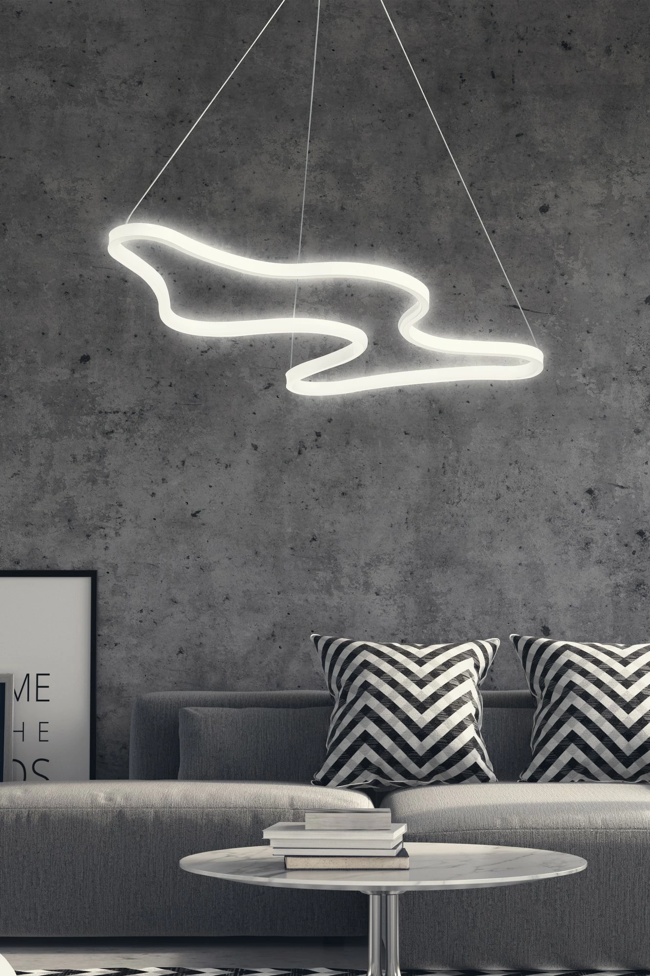 Llambë varëse Opviq, dizajn artistik, trup i bardhë, dritë e bardhë