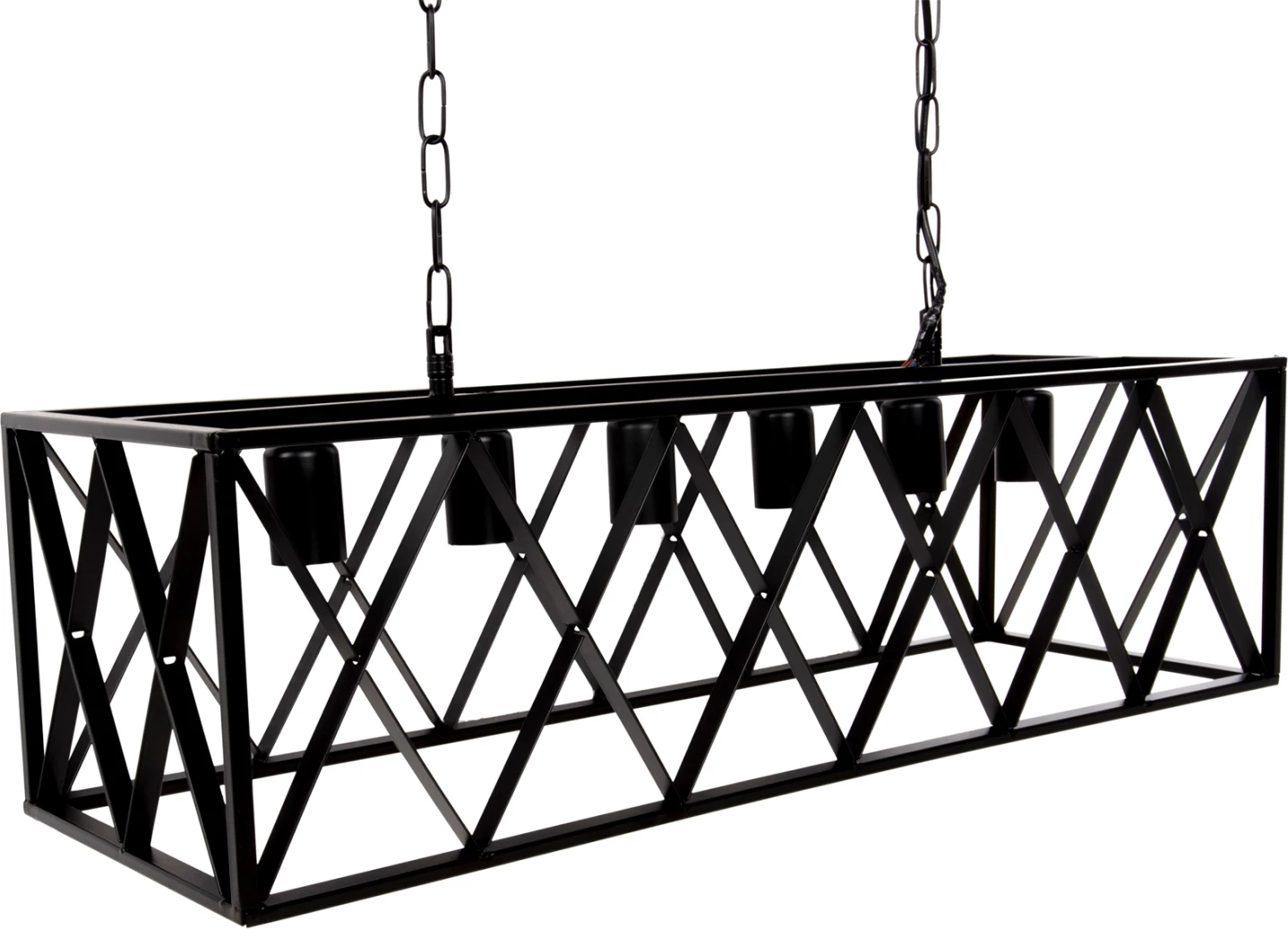 Llambë varëse tavani, kornizë metali e zezë, FH4128, 6 drita, 77.5x25x101 cm