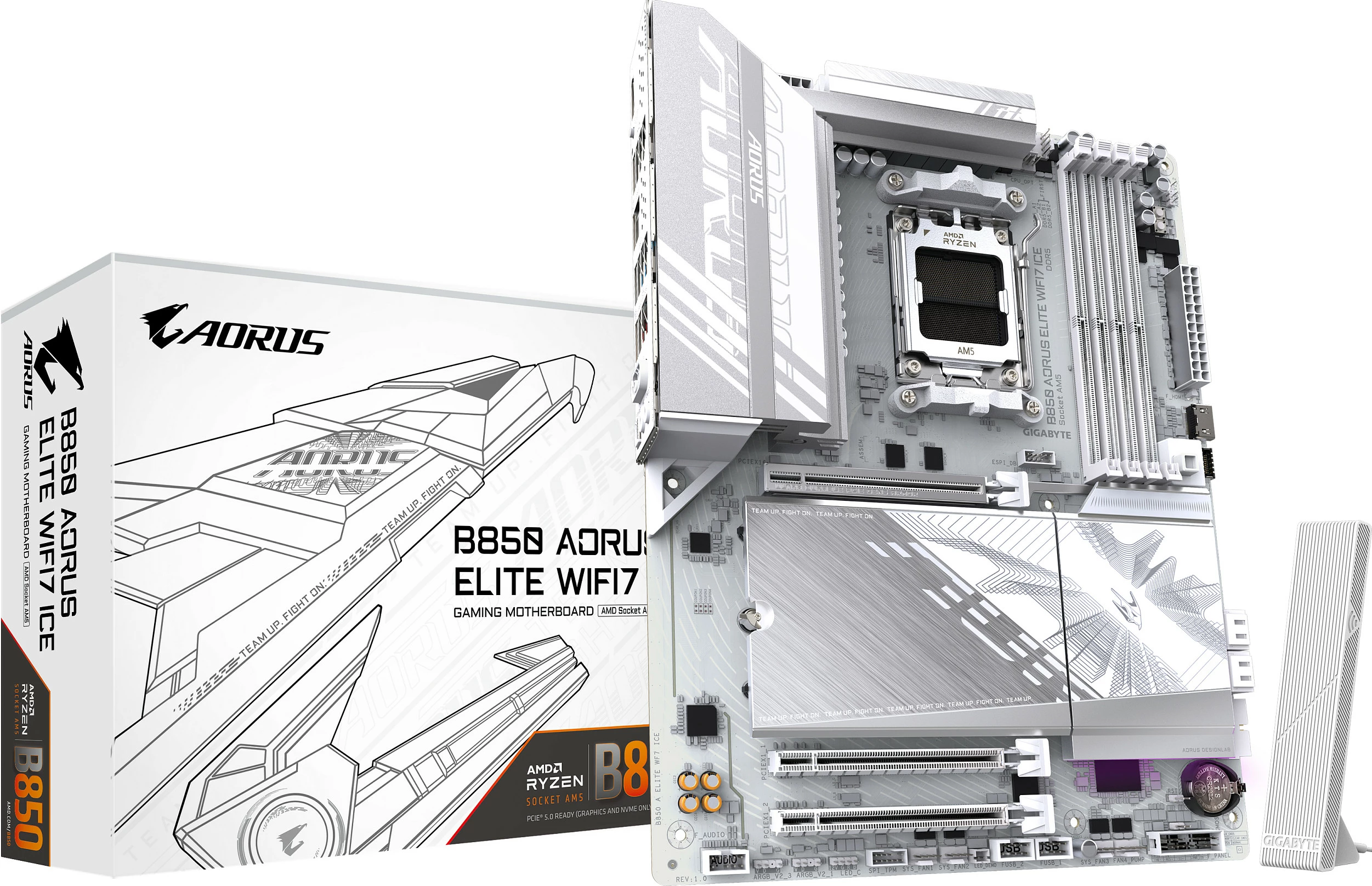 Pllakë amë Gigabyte B850 A ELITE WF7 ICE, Socket AM5, ATX, PCIe 5.0, WiFi, e bardhë