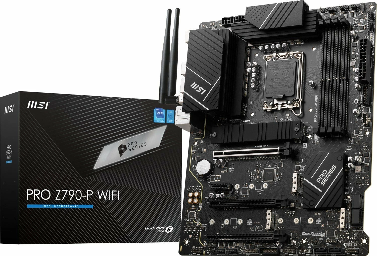 Pllakë amë MSI PRO Z790-P WIFI ATX DDR5, e zezë, me 2 antena WiFi