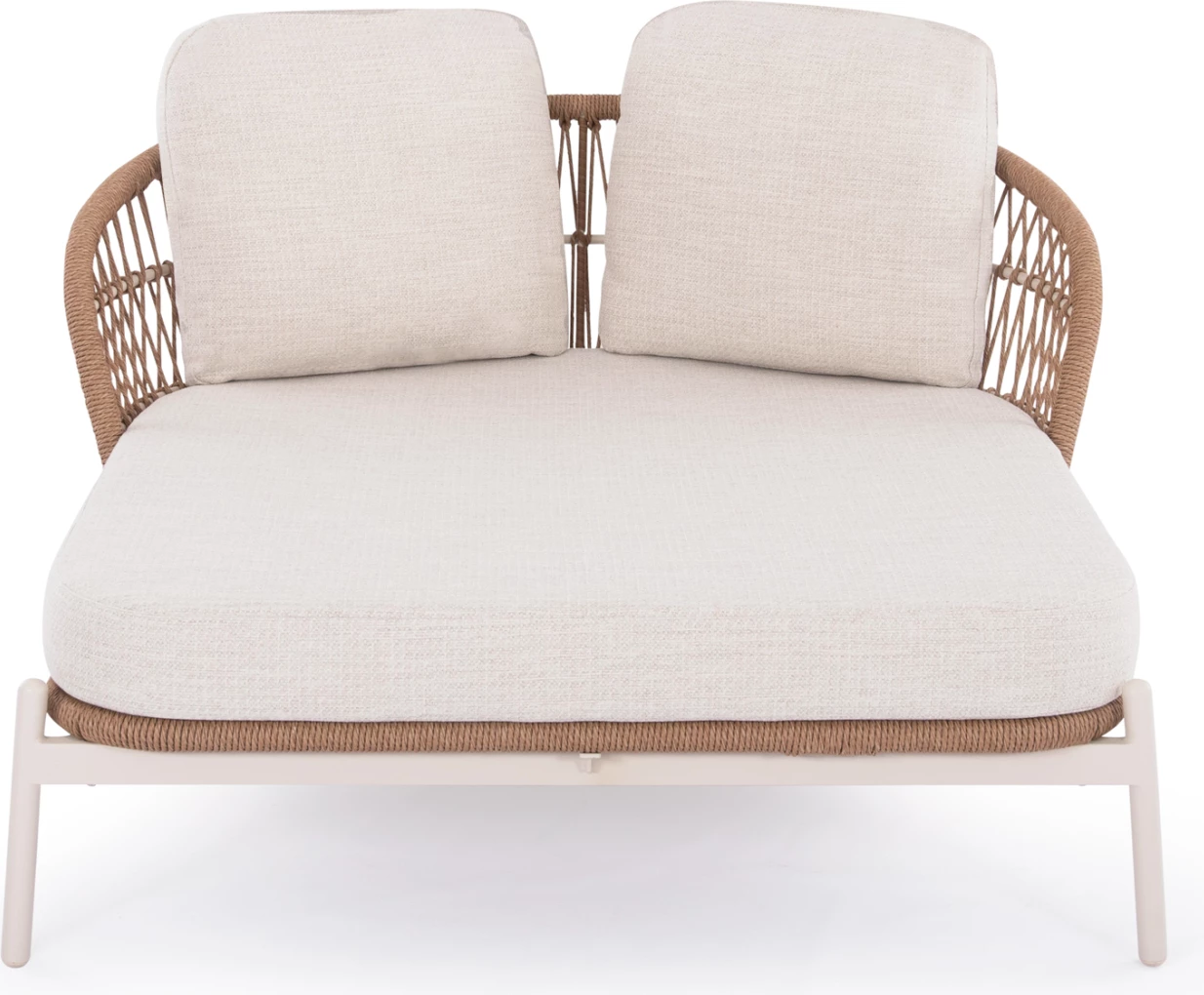 Krevati i jashtëm për dy persona Quantum, alumin, ratan sintetik, ngjyrë bezhë/krem, 162x148x97cm