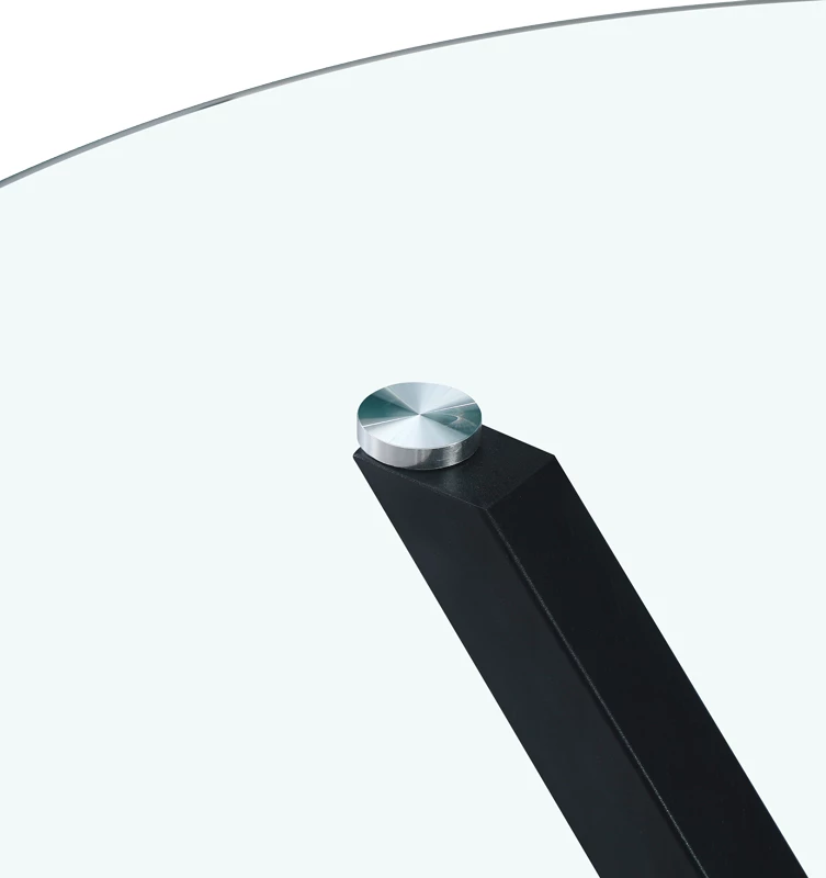 Tavolinë kuzhine Tavula qelq-metal me këmbë metalike të zeza D120x75cm