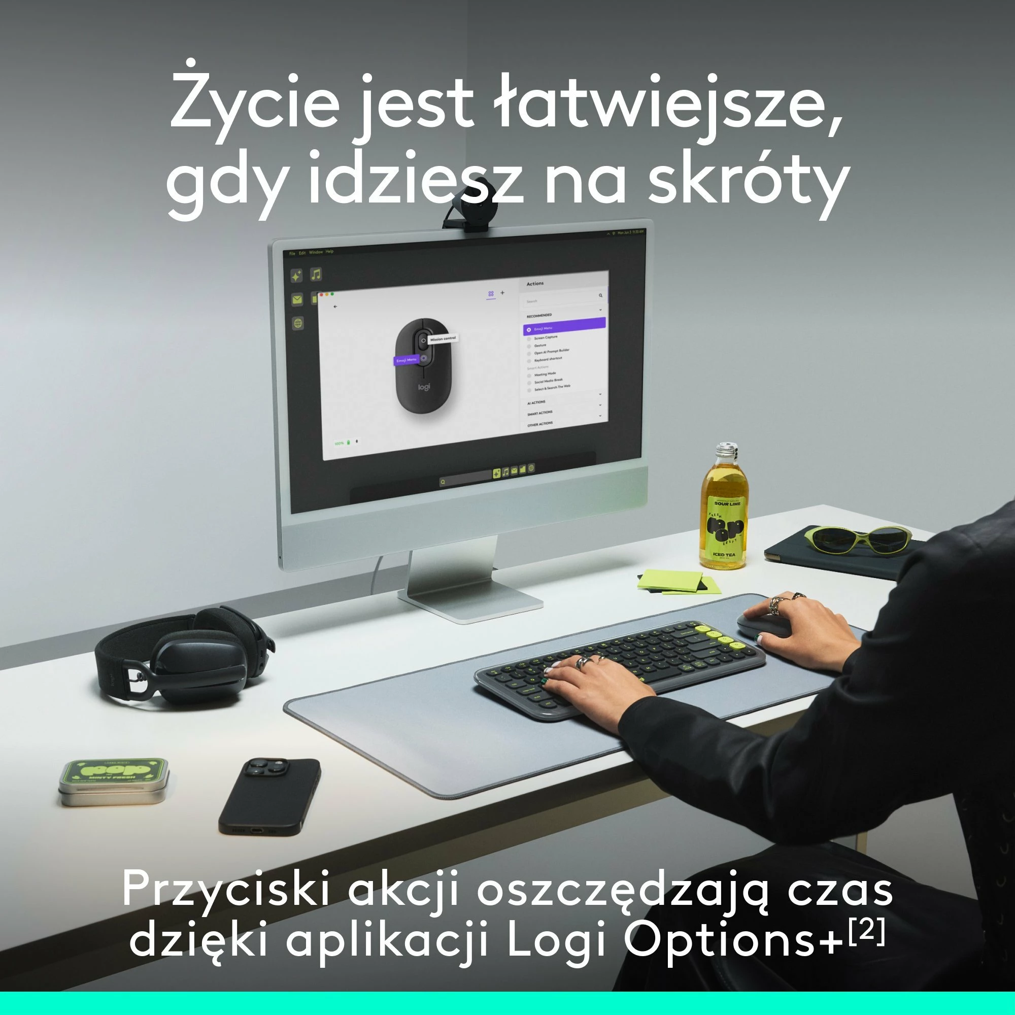 Maus Logitech POP 910-007412 4000 DPI Bluetooth wireless Graphite